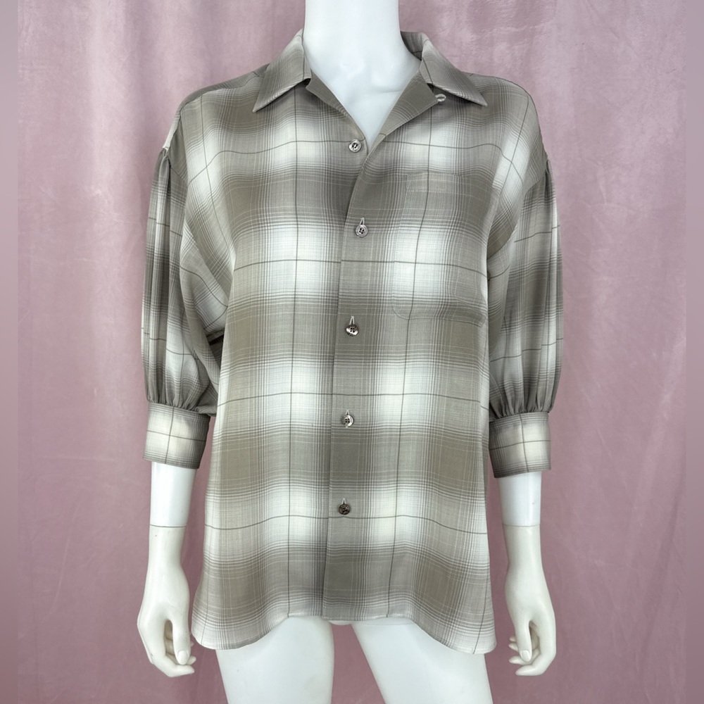HYKE Womens Wool Plaid Button Down Shirt Size Small Japan